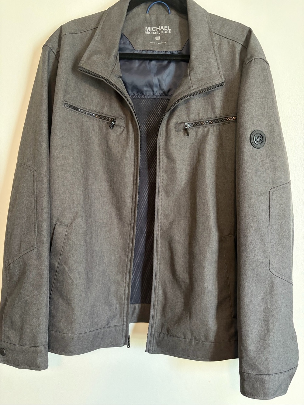 Michael Kors Charcoal Gray Lightweight Zip-Front Jacket